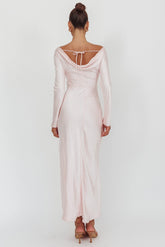 Loveland Long Sleeve Cowl Back Maxi Dress Pink